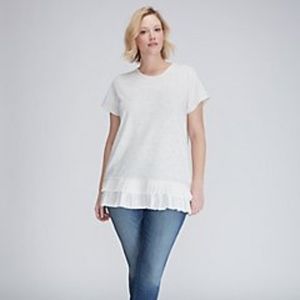 Lane Bryant Women's Pleated-Hem Tee Bianca White